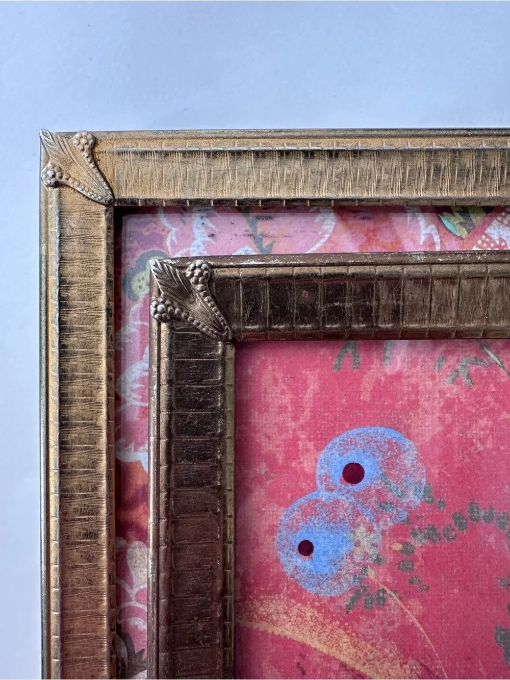 2 Vintage Neoclassical Embossed ORNATE Brass GOLD Picture Frame 8X10